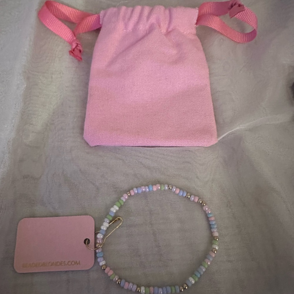 🆕 Beaded Blondes Pastel Spring Sprinkle Bracelet 14k gold filling Standard 6.75”